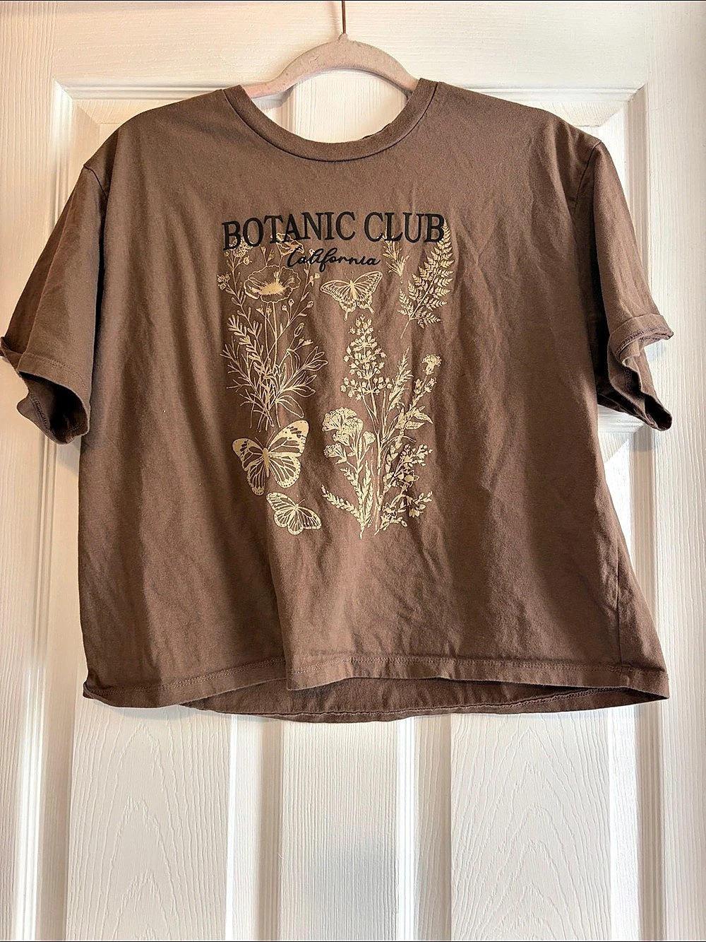 Organic Collective Botanic Club California Graphic Crop Tee Brown XL